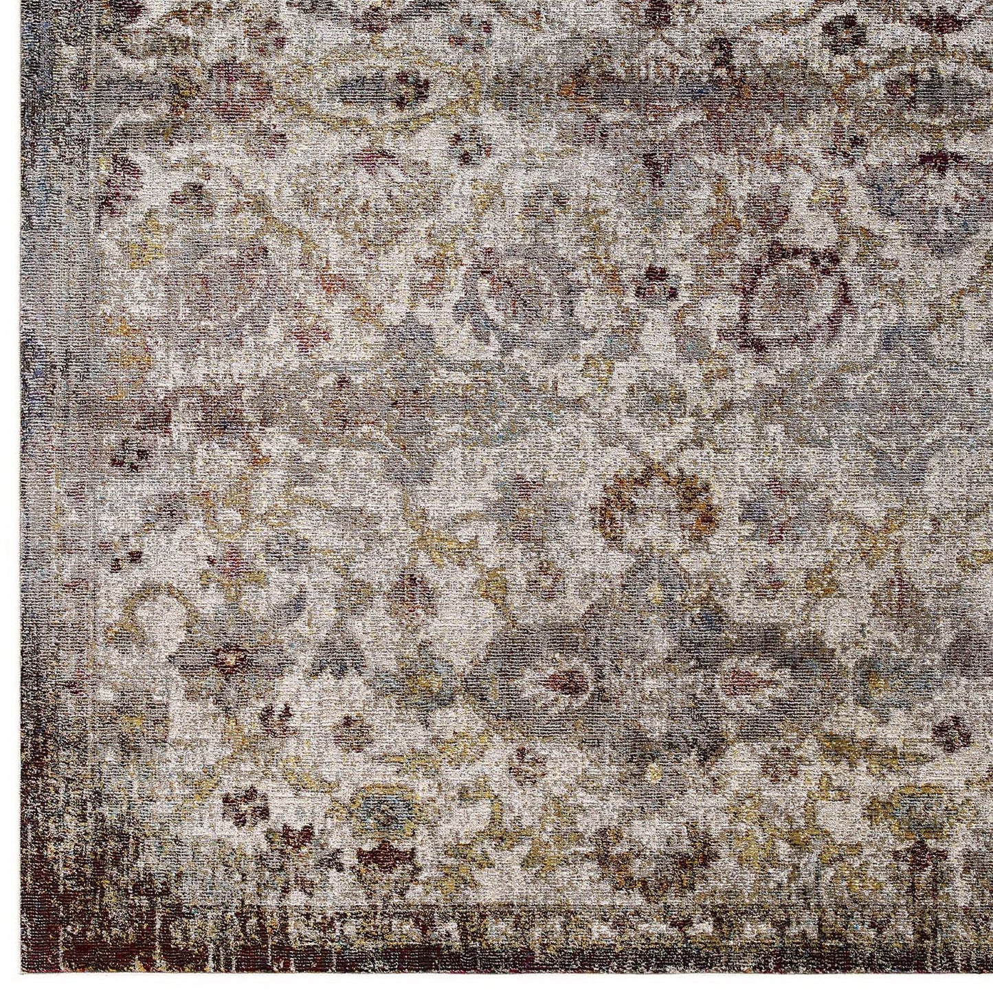 Modway Outlet Success Kaede Distressed Vintage Floral Moroccan Trellis 4x6 Area Rug by Modway  Living Room Rugs Multicolored - R-1161A-46