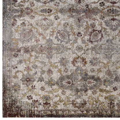 Modway Outlet Success Kaede Distressed Vintage Floral Moroccan Trellis 4x6 Area Rug by Modway  Living Room Rugs Multicolored - R-1161A-46