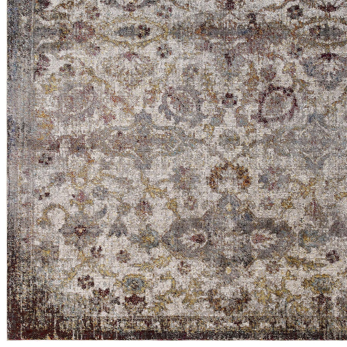 Modway Outlet Success Kaede Distressed Vintage Floral Moroccan Trellis 5x8 Area Rug by Modway  Living Room Rugs Multicolored - R-1161A-58
