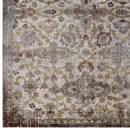 Modway Outlet Success Kaede Distressed Vintage Floral Moroccan Trellis 5x8 Area Rug by Modway  Living Room Rugs Multicolored - R-1161A-58