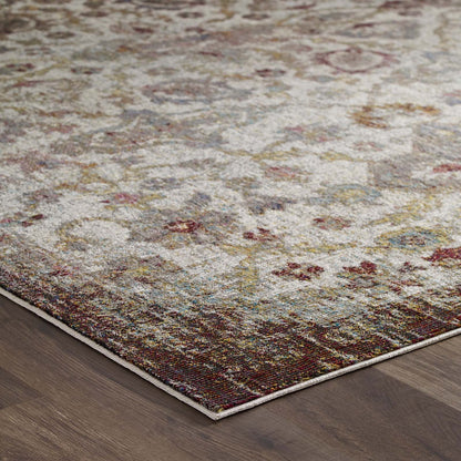 Modway Outlet Success Kaede Distressed Vintage Floral Moroccan Trellis 5x8 Area Rug by Modway  Living Room Rugs Multicolored - R-1161A-58