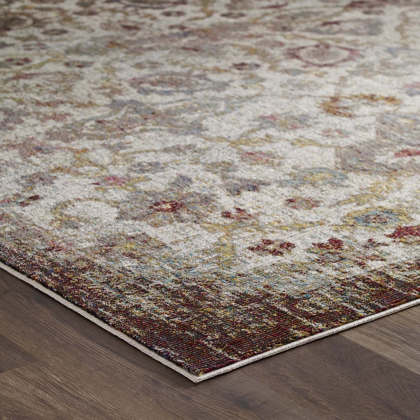 Modway Outlet Success Kaede Distressed Vintage Floral Moroccan Trellis 8x10 Area Rug by Modway  Living Room Rugs Multicolored - R-1161A-810