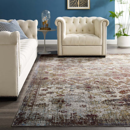 Modway Outlet Success Kaede Distressed Vintage Floral Moroccan Trellis 8x10 Area Rug by Modway  Living Room Rugs Multicolored - R-1161A-810