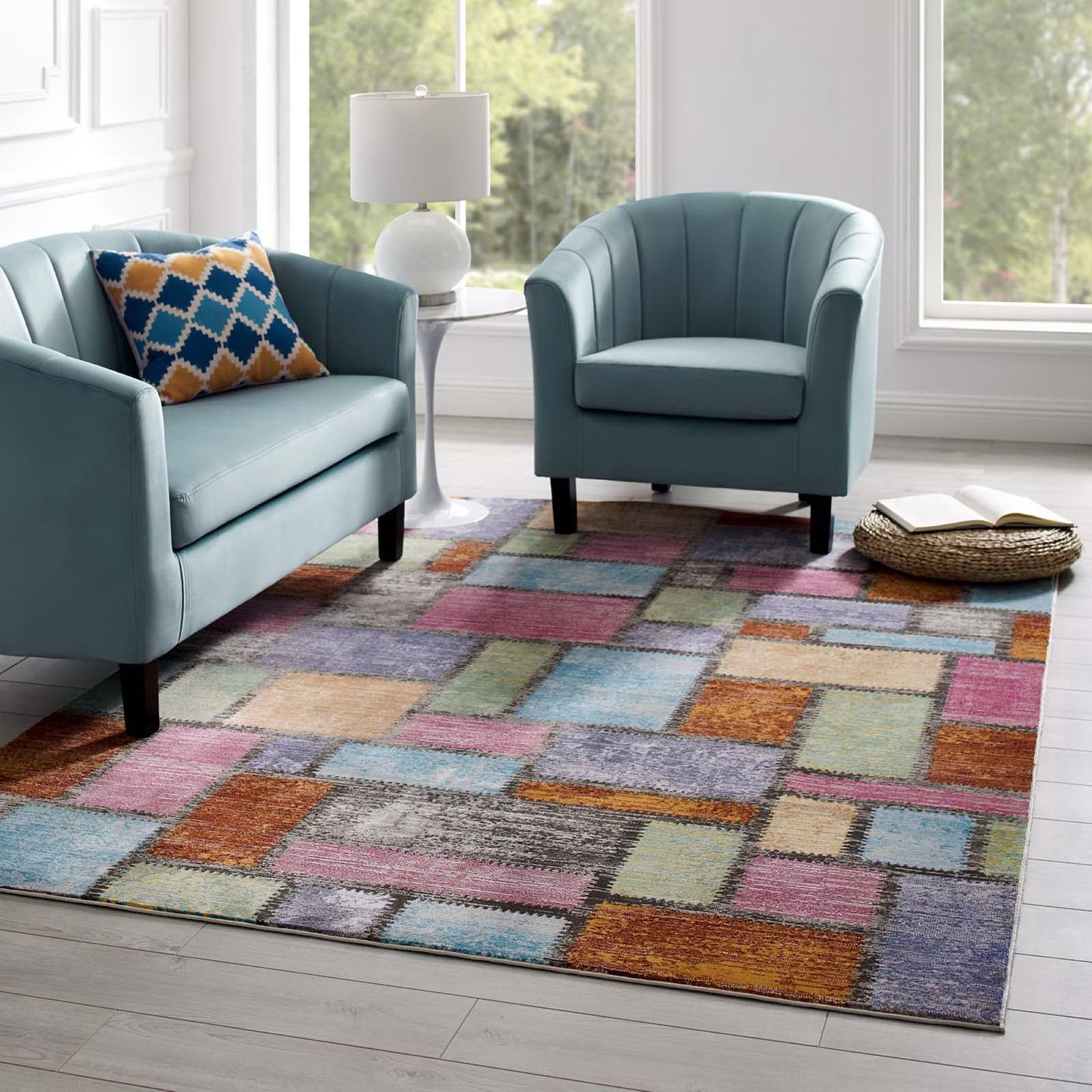Modway Outlet Success Nyssa Abstract Geometric Mosaic 5x8 Area Rug by Modway  Living Room Rugs Multicolored - R-1162A-58