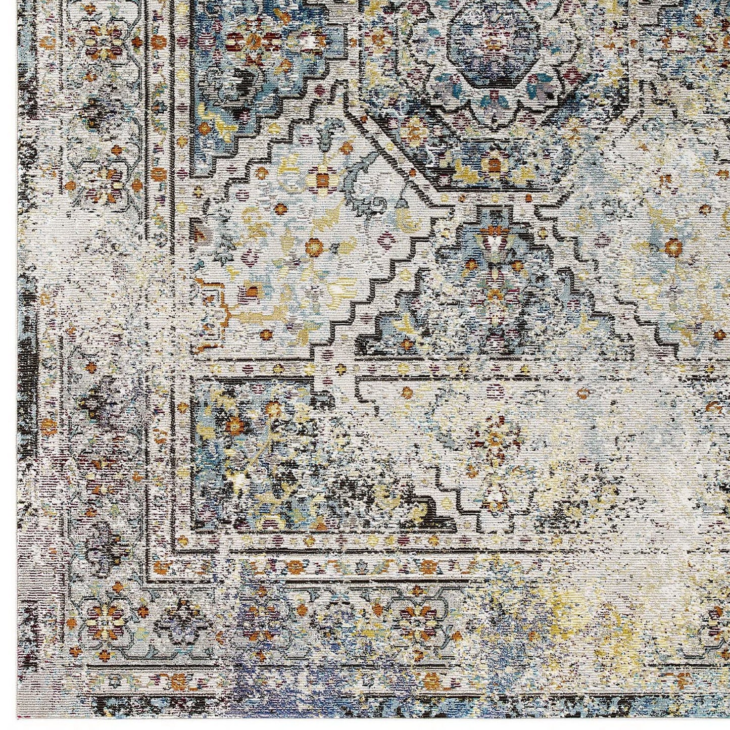 Modway Outlet Success Jacinda Distressed Vintage Floral Vintage Medallion 4x6 Area Rug by Modway  Living Room Rugs Multicolored - R-1164A-46