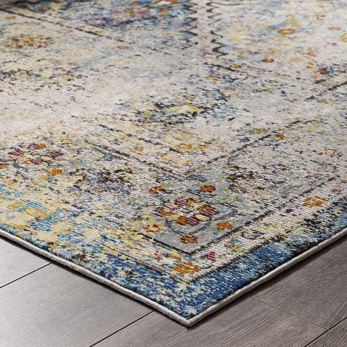 Modway Outlet Success Jacinda Distressed Vintage Floral Vintage Medallion 4x6 Area Rug by Modway  Living Room Rugs Multicolored - R-1164A-46