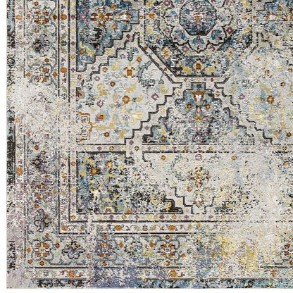 Modway Outlet Success Jacinda Distressed Vintage Floral Vintage Medallion 8x10 Area Rug by Modway  Living Room Rugs Multicolored - R-1164A-810