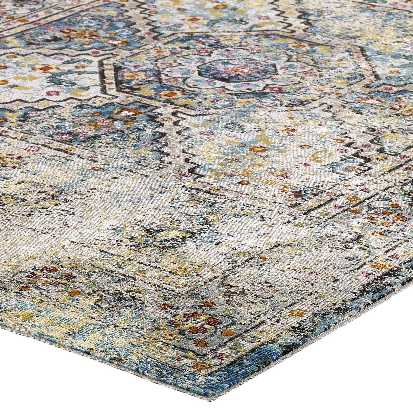Modway Outlet Success Jacinda Distressed Vintage Floral Vintage Medallion 8x10 Area Rug by Modway  Living Room Rugs Multicolored - R-1164A-810