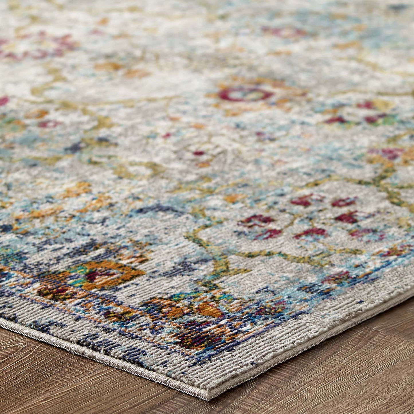 Modway Outlet Success Manuka Distressed Vintage Floral Lattice 4x6 Area Rug by Modway  Living Room Rugs Multicolored - R-1165A-46