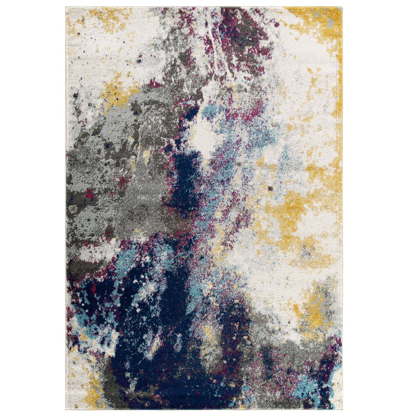 Modway Outlet Entourage Adeline Contemporary Modern Abstract 8x10 Area Rug by Modway  Living Room Rugs Blue Gray Yellow Ivory Pink - R-1167B-810