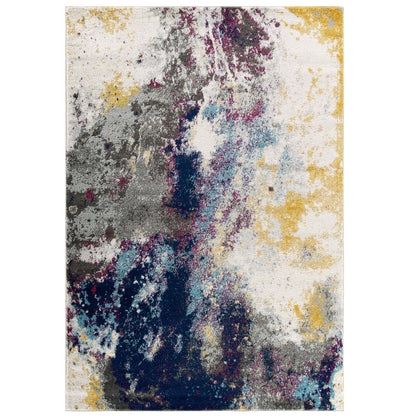 Modway Outlet Entourage Adeline Contemporary Modern Abstract 8x10 Area Rug by Modway  Living Room Rugs Blue Gray Yellow Ivory Pink - R-1167B-810