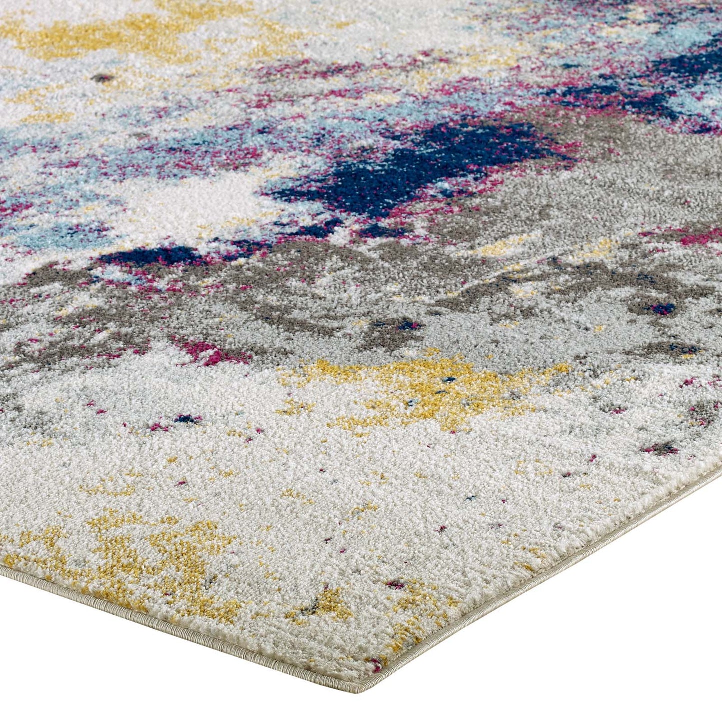 Modway Outlet Entourage Adeline Contemporary Modern Abstract 8x10 Area Rug by Modway  Living Room Rugs Blue Gray Yellow Ivory Pink - R-1167B-810