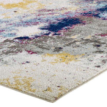 Modway Outlet Entourage Adeline Contemporary Modern Abstract 8x10 Area Rug by Modway  Living Room Rugs Blue Gray Yellow Ivory Pink - R-1167B-810