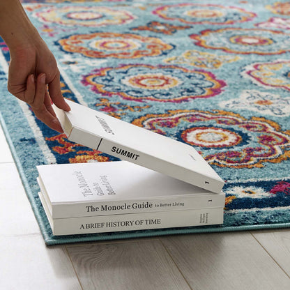 Modway Outlet Entourage Odile Distressed Floral Moroccan Trellis 5x8 Area Rug by Modway  Living Room Rugs Blue Red Orange Yellow - R-1168B-58