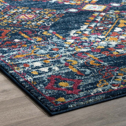 Modway Outlet Entourage Khalida Distressed Vintage Floral Lattice 5x8 Area Rug by Modway  Living Room Rugs Blue Orange Yellow Red - R-1169B-58