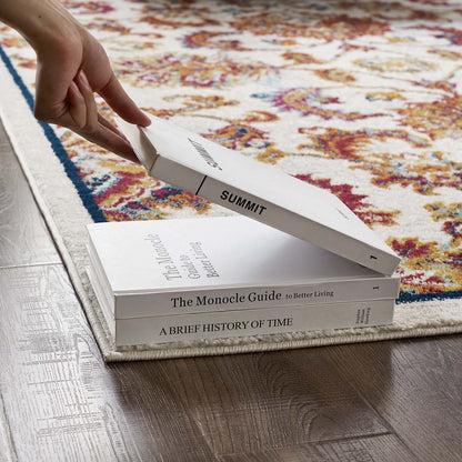 Modway Outlet Entourage Azami Distressed Vintage Floral Lattice 8x10 Area Rug by Modway  Living Room Rugs Ivory Blue Orange Yellow Red - R-1171A-810