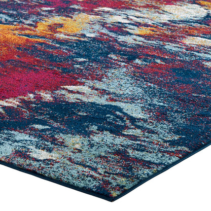 Modway Outlet Entourage Foliage Contemporary Modern Abstract 5x8 Area Rug by Modway  Living Room Rugs Blue Orange Yellow Red - R-1172A-58