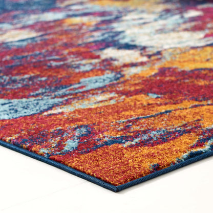 Modway Outlet Entourage Foliage Contemporary Modern Abstract 5x8 Area Rug by Modway  Living Room Rugs Blue Orange Yellow Red - R-1172A-58