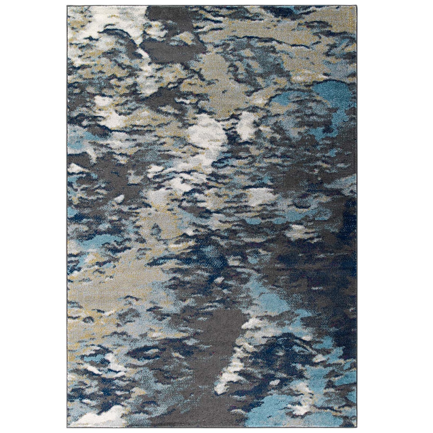 Modway Outlet Entourage Foliage Contemporary Modern Abstract 8x10 Area Rug by Modway  Living Room Rugs Blue Tan Gray - R-1172B-810