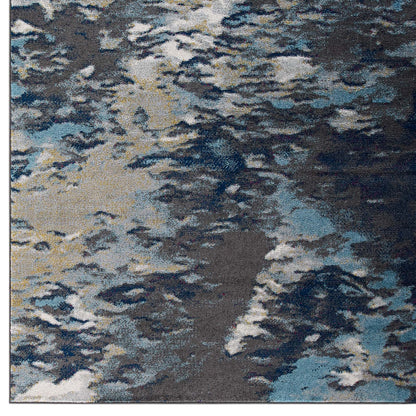 Modway Outlet Entourage Foliage Contemporary Modern Abstract 8x10 Area Rug by Modway  Living Room Rugs Blue Tan Gray - R-1172B-810