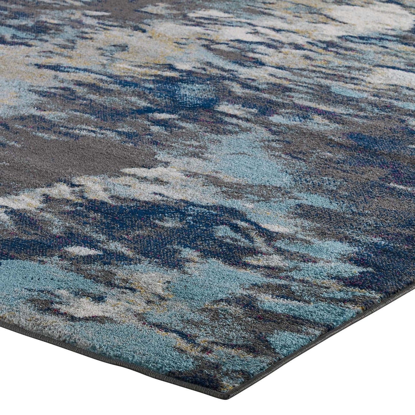 Modway Outlet Entourage Foliage Contemporary Modern Abstract 8x10 Area Rug by Modway  Living Room Rugs Blue Tan Gray - R-1172B-810