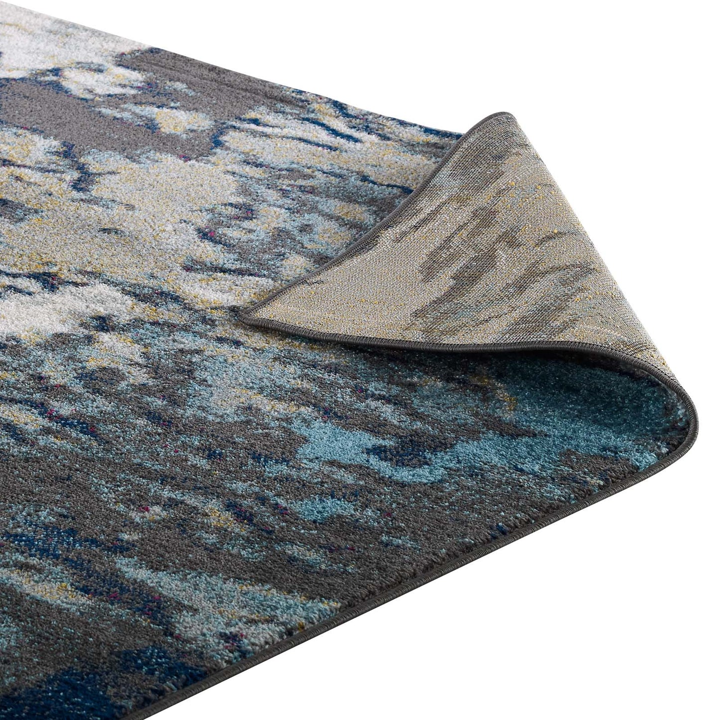 Modway Outlet Entourage Foliage Contemporary Modern Abstract 8x10 Area Rug by Modway  Living Room Rugs Blue Tan Gray - R-1172B-810