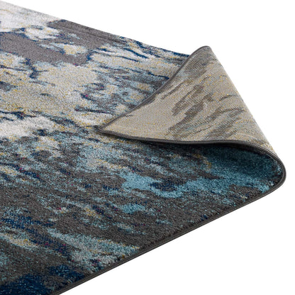 Modway Outlet Entourage Foliage Contemporary Modern Abstract 8x10 Area Rug by Modway  Living Room Rugs Blue Tan Gray - R-1172B-810
