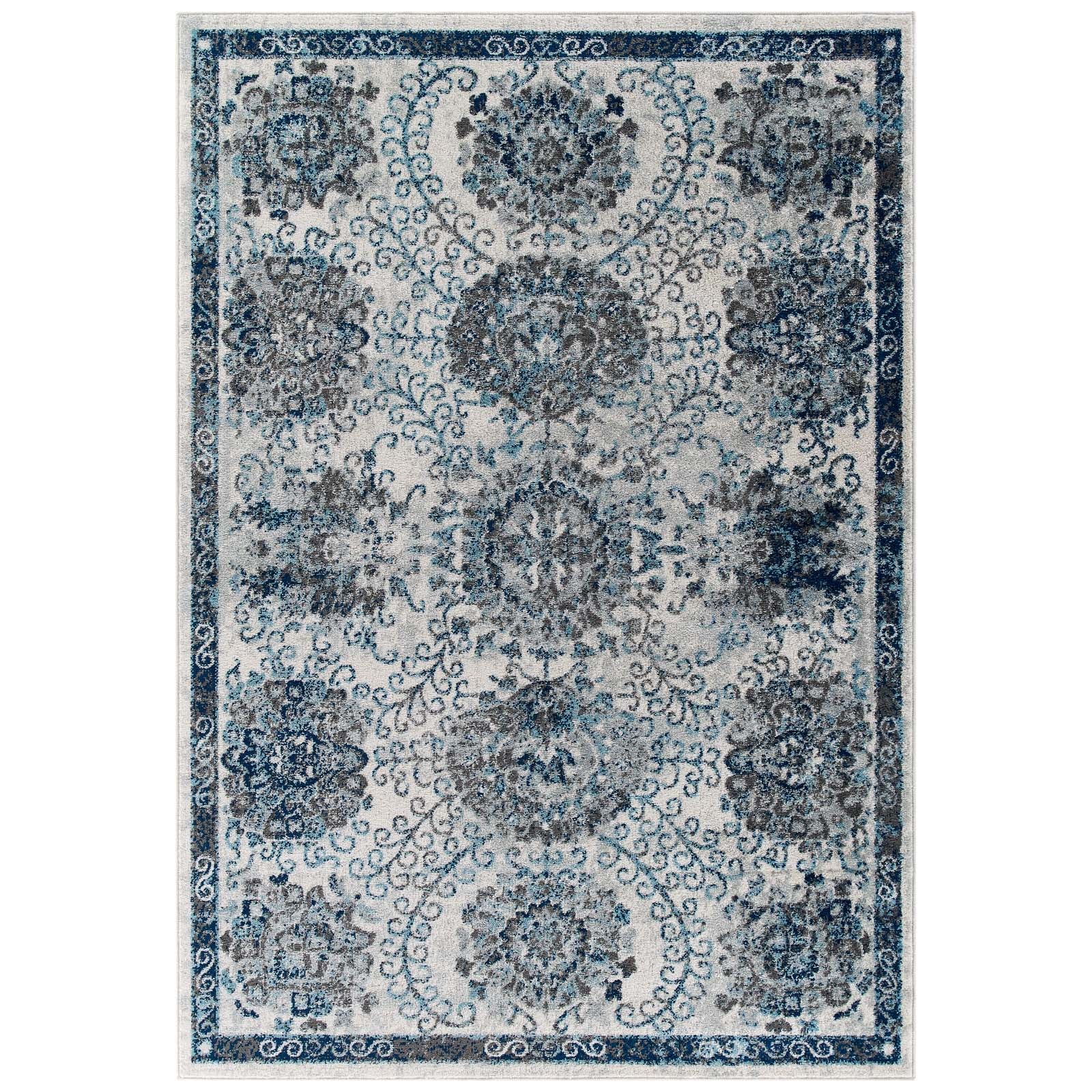 Modway Outlet Entourage Kensie Distressed Floral Moroccan Trellis 8x10 ...