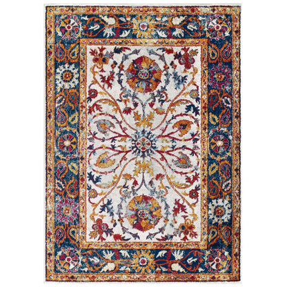 Modway Outlet Entourage Samira Distressed Vintage Floral Vintage Medallion 5x8 Area Rug by Modway  Living Room Rugs Multicolored - R-1174A-58