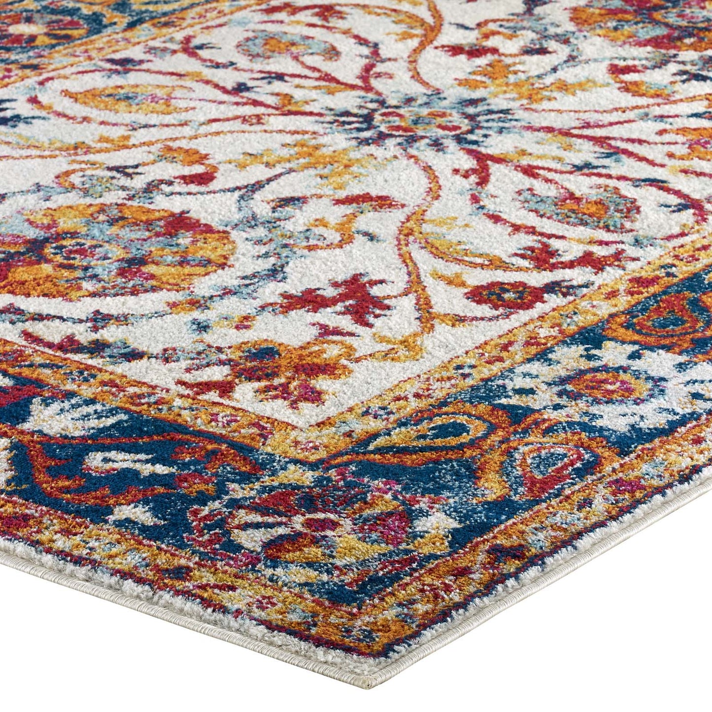 Modway Outlet Entourage Samira Distressed Vintage Floral Vintage Medallion 5x8 Area Rug by Modway  Living Room Rugs Multicolored - R-1174A-58
