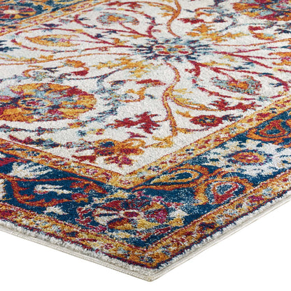 Modway Outlet Entourage Samira Distressed Vintage Floral Vintage Medallion 5x8 Area Rug by Modway  Living Room Rugs Multicolored - R-1174A-58