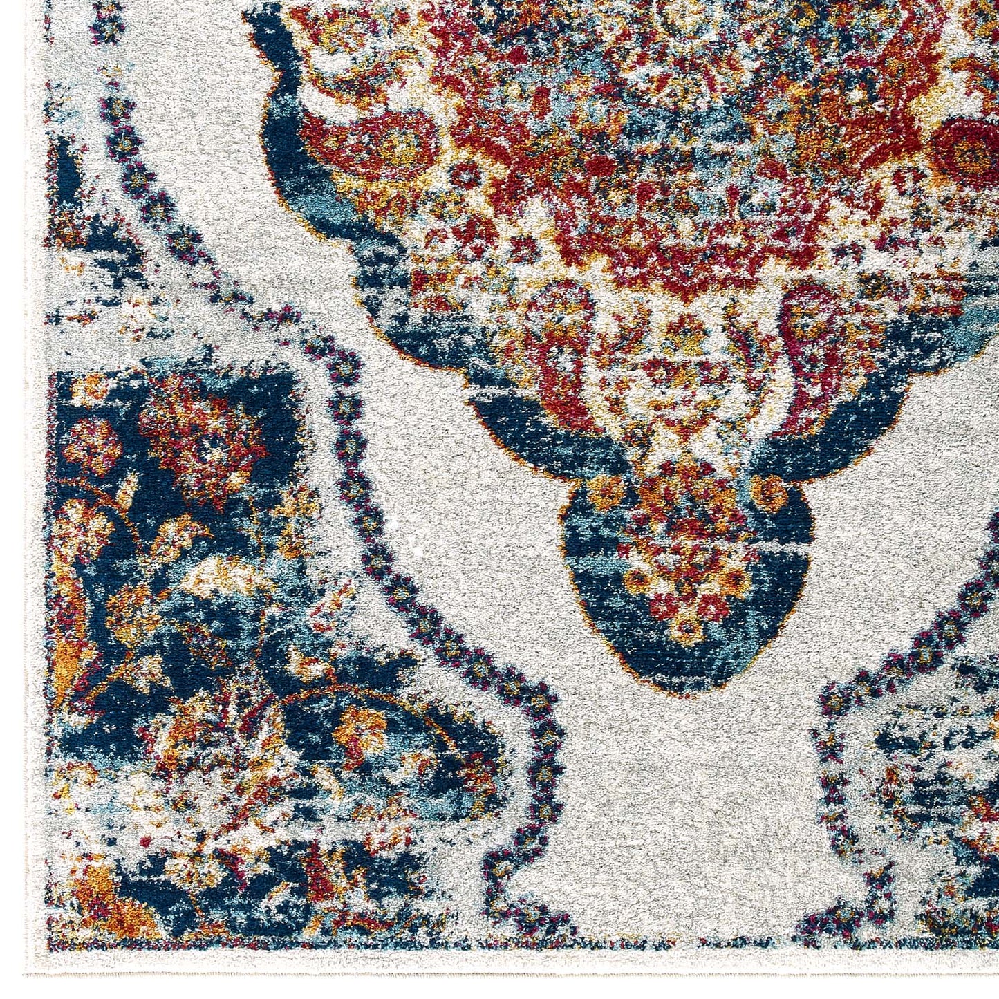 Modway Outlet Entourage Malia Distressed Vintage Floral Vintage Medallion 5x8 Area Rug by Modway  Living Room Rugs Multicolored - R-1175A-58