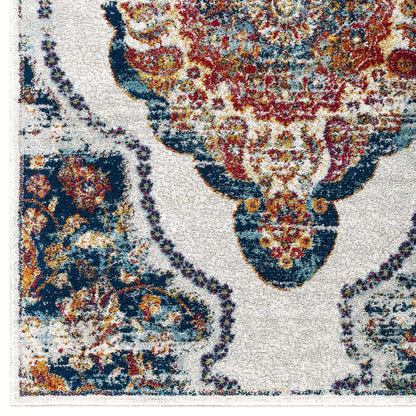Modway Outlet Entourage Malia Distressed Vintage Floral Vintage Medallion 5x8 Area Rug by Modway  Living Room Rugs Multicolored - R-1175A-58
