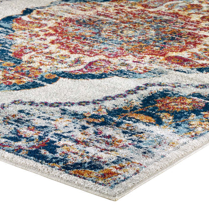 Modway Outlet Entourage Malia Distressed Vintage Floral Vintage Medallion 5x8 Area Rug by Modway  Living Room Rugs Multicolored - R-1175A-58