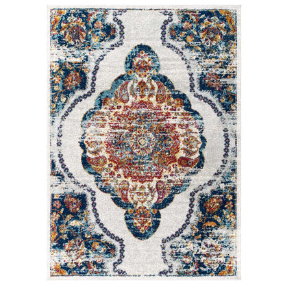 Modway Outlet Entourage Malia Distressed Vintage Floral Vintage Medallion 8x10 Area Rug by Modway  Living Room Rugs Multicolored - R-1175A-810