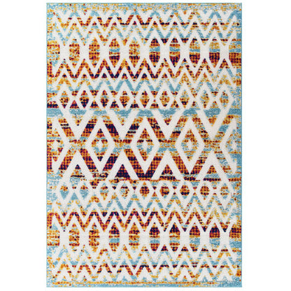 Modway Outlet Reflect Tamako Diamond and Chevron Moroccan Trellis 5x8 Indoor / Outdoor Area Rug by Modway  Living Room Rugs Multicolored - R-1177B-58