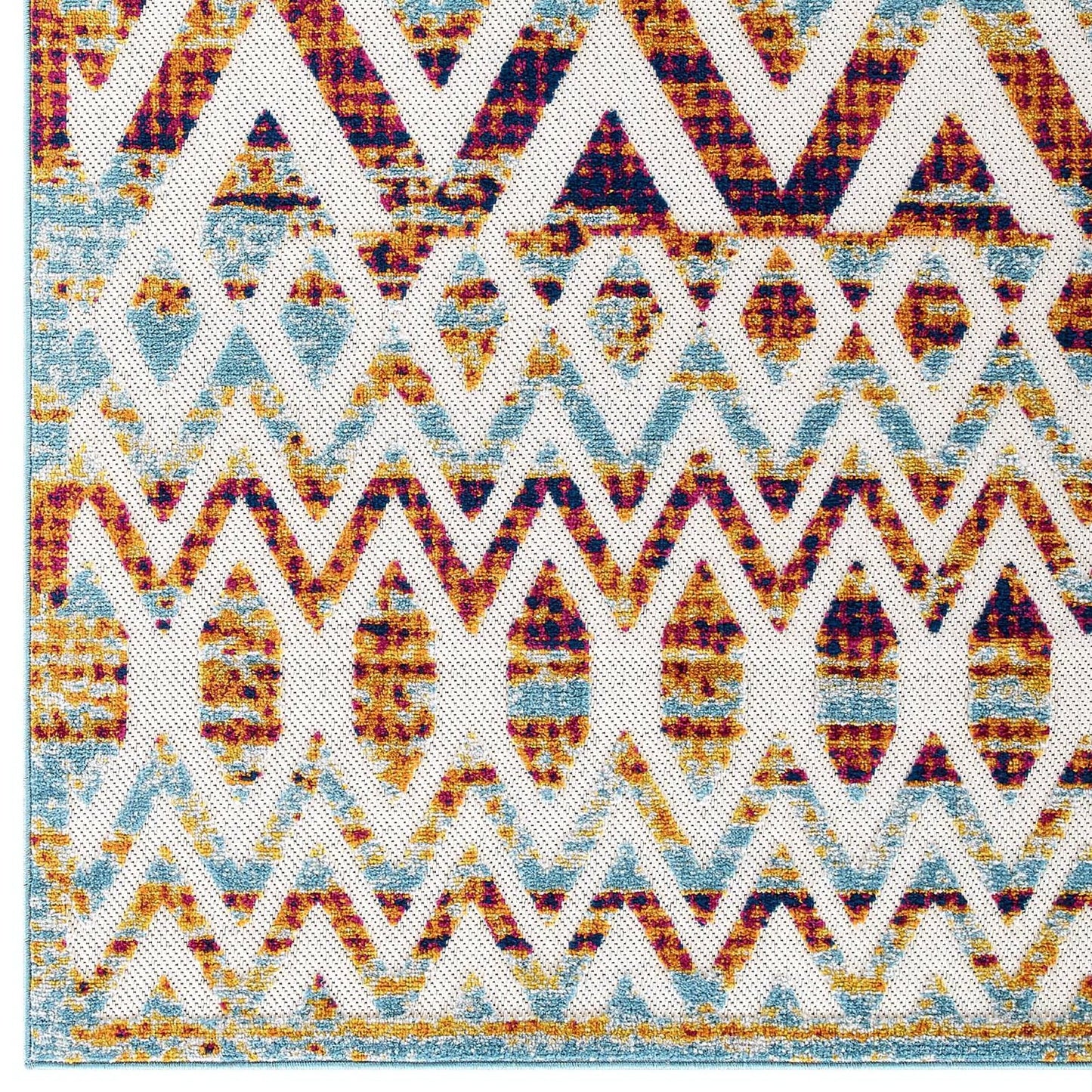 Modway Outlet Reflect Tamako Diamond and Chevron Moroccan Trellis 5x8 Indoor / Outdoor Area Rug by Modway  Living Room Rugs Multicolored - R-1177B-58