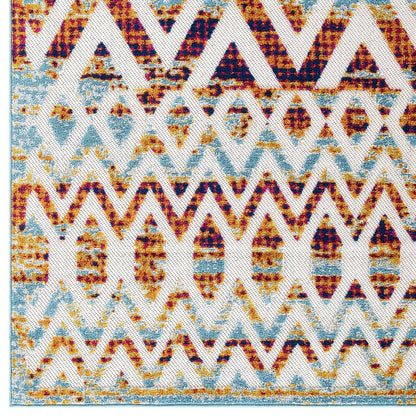 Modway Outlet Reflect Tamako Diamond and Chevron Moroccan Trellis 5x8 Indoor / Outdoor Area Rug by Modway  Living Room Rugs Multicolored - R-1177B-58