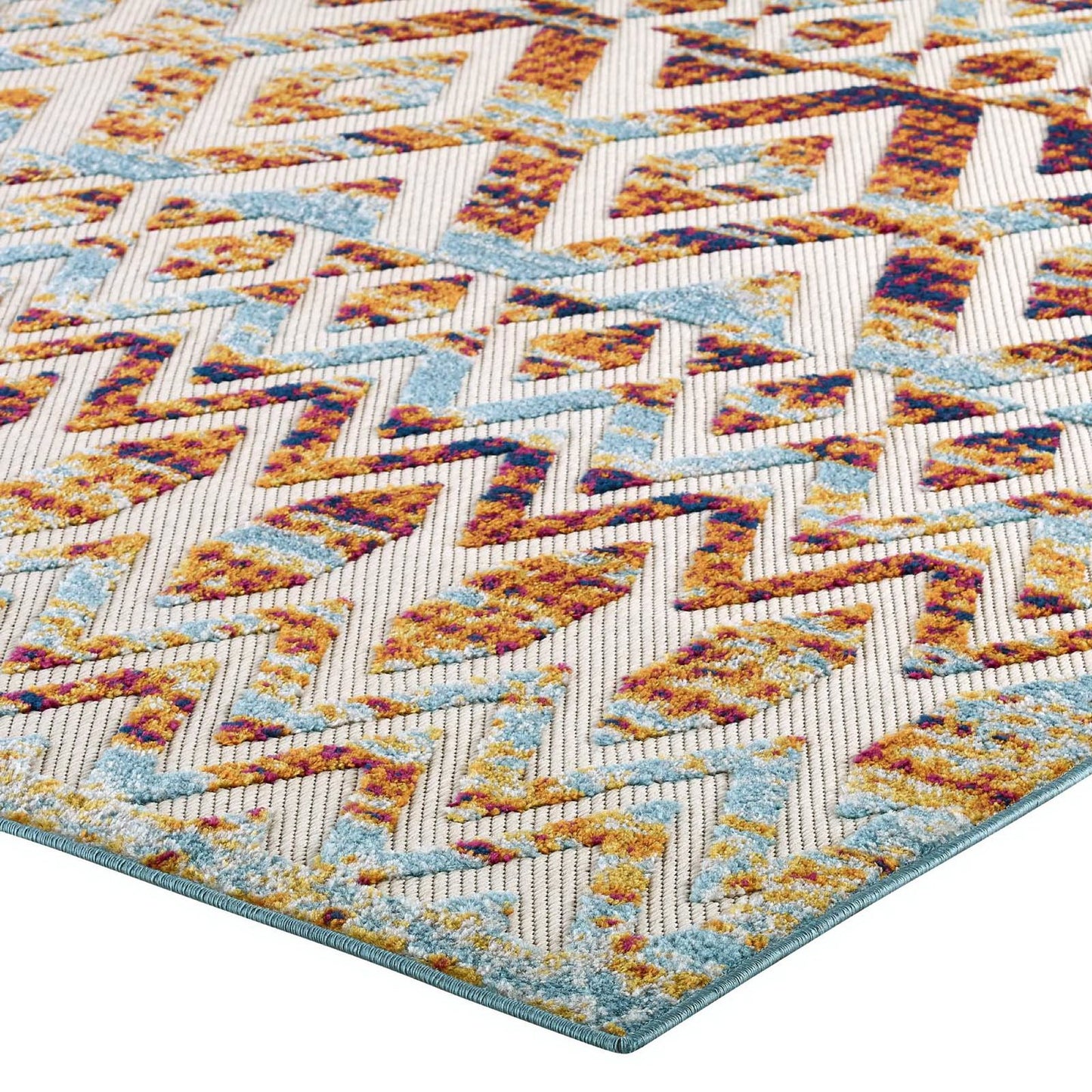 Modway Outlet Reflect Tamako Diamond and Chevron Moroccan Trellis 5x8 Indoor / Outdoor Area Rug by Modway  Living Room Rugs Multicolored - R-1177B-58