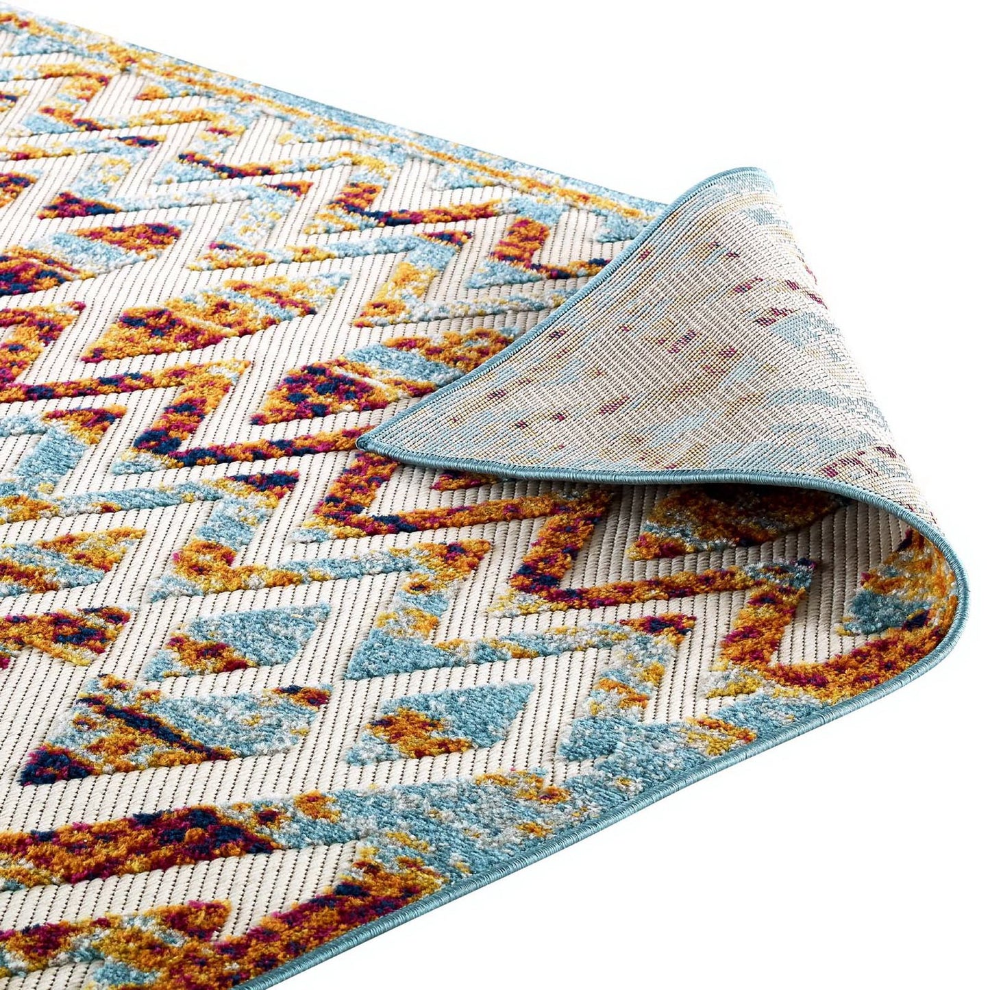 Modway Outlet Reflect Tamako Diamond and Chevron Moroccan Trellis 5x8 Indoor / Outdoor Area Rug by Modway  Living Room Rugs Multicolored - R-1177B-58