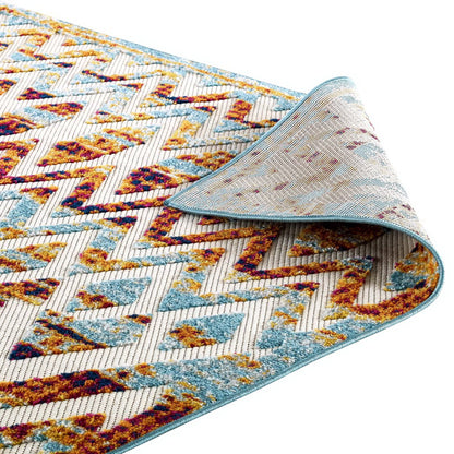 Modway Outlet Reflect Tamako Diamond and Chevron Moroccan Trellis 5x8 Indoor / Outdoor Area Rug by Modway  Living Room Rugs Multicolored - R-1177B-58