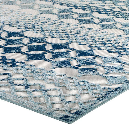 Modway Outlet Reflect Giada Abstract Diamond Moroccan Trellis 5x8 Indoor/Outdoor Area Rug by Modway  Living Room Rugs Ivory and Blue - R-1178A-58