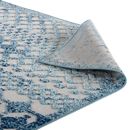 Modway Outlet Reflect Giada Abstract Diamond Moroccan Trellis 5x8 Indoor/Outdoor Area Rug by Modway  Living Room Rugs Ivory and Blue - R-1178A-58