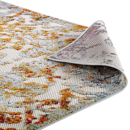 Modway Outlet Reflect Primrose Ornate Floral Lattice 8x10 Indoor/Outdoor Area Rug by Modway  Living Room Rugs Ivory Light Blue Multicolored - R-1179A-810