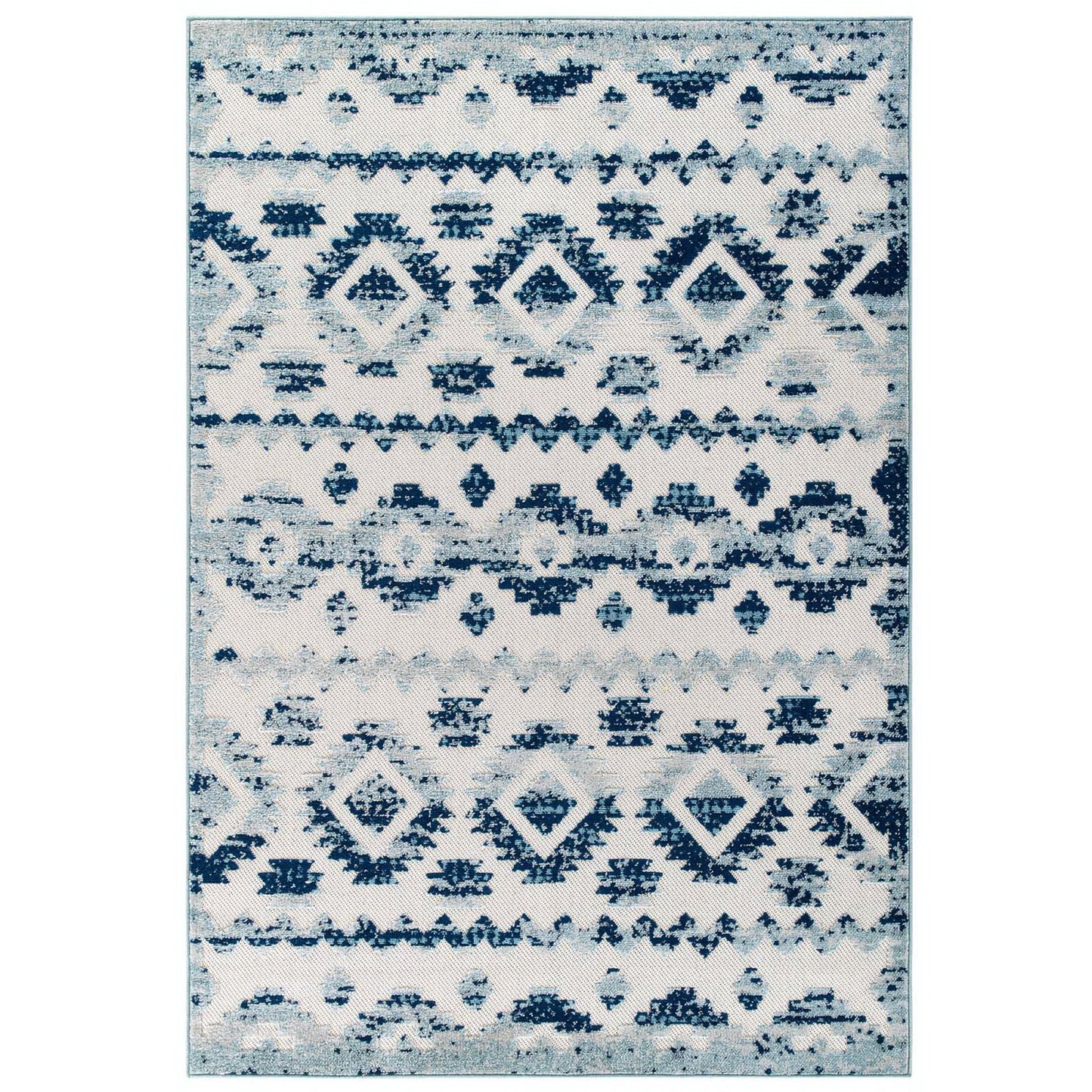 Modway Outlet Reflect Takara Abstract Diamond Moroccan Trellis 5x8 Indoor and Outdoor Area Rug by Modway  Living Room Rugs Ivory and Blue - R-1180A-58