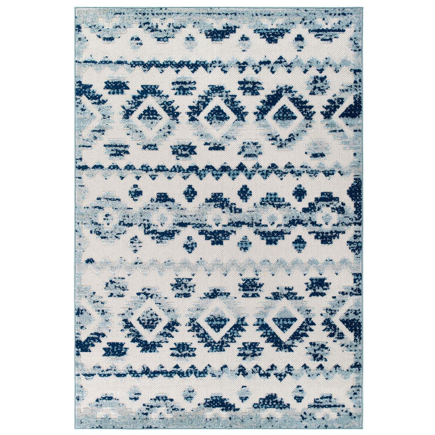 Modway Outlet Reflect Takara Abstract Diamond Moroccan Trellis 8x10 Indoor and Outdoor Area Rug by Modway  Living Room Rugs Ivory and Blue - R-1180A-810