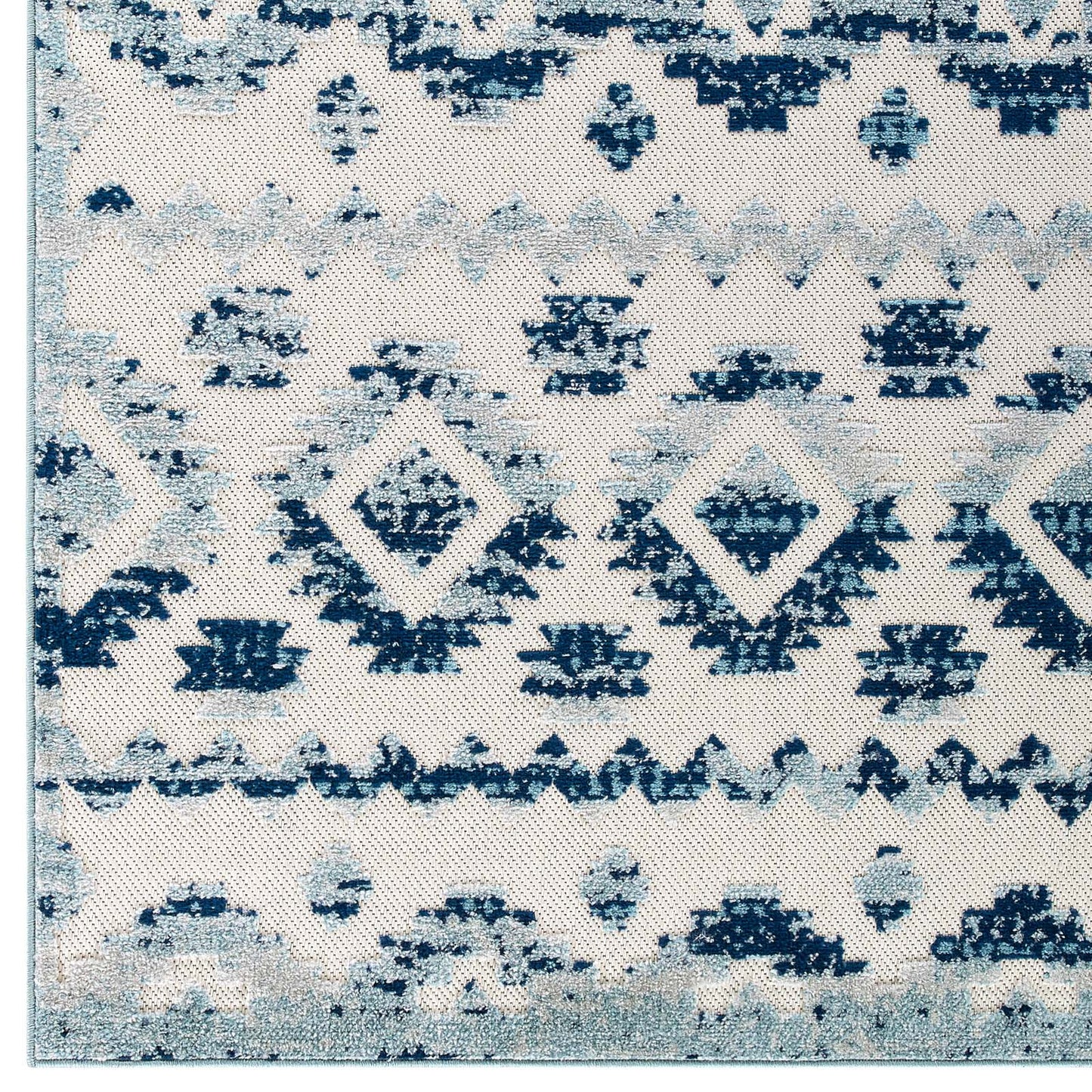 Modway Outlet Reflect Takara Abstract Diamond Moroccan Trellis 8x10 Indoor and Outdoor Area Rug by Modway  Living Room Rugs Ivory and Blue - R-1180A-810