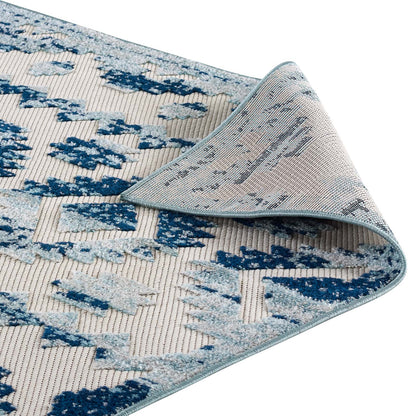 Modway Outlet Reflect Takara Abstract Diamond Moroccan Trellis 8x10 Indoor and Outdoor Area Rug by Modway  Living Room Rugs Ivory and Blue - R-1180A-810