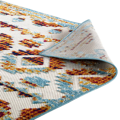 Modway Outlet Reflect Takara Abstract Diamond Moroccan Trellis 5x8 Indoor and Outdoor Area Rug by Modway  Living Room Rugs Multicolored - R-1180B-58