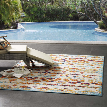 Modway Outlet Reflect Takara Abstract Diamond Moroccan Trellis 5x8 Indoor and Outdoor Area Rug by Modway  Living Room Rugs Multicolored - R-1180B-58